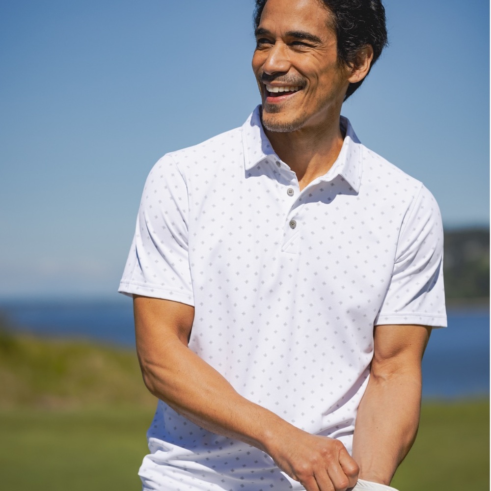 Cutter & Buck Virtue Eco Pique Tile Print Recycled Mens Polo